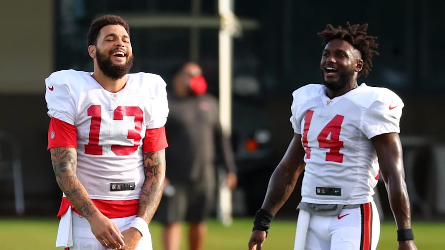 Tampa Bay Buccaneers wide receiver Mike Evans and Tampa Bay Buccaneers wide receiver Chris Godwin. | Kim Klement-Imagn Images