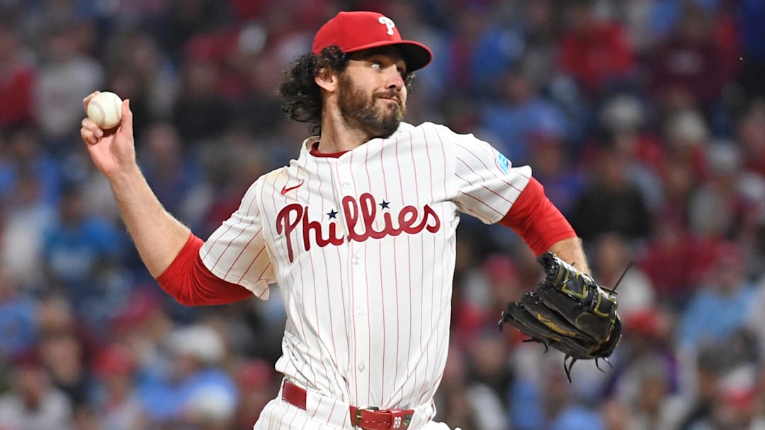 May 27, 2025; Philadelphia, Pennsylvania, USA; Philadelphia Phillies pitcher Jordan Romano (68) throws a pitch during the ninth inning against the Atlanta Braves at Citizens Bank Park.