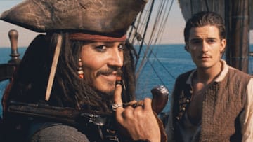 PIRATES OF THE CARIBBEAN: THE CURSE OF THE BLACK PEARL - For the 12th consecutive year, ABC Family scares up 13 NIGHTS OF HALLOWEEN with programming filled with ghosts, ghouls and a few laughs, too! On night four - Friday, October 22, catch the ABC Family premiere of Pirates of the Caribbean: The Curse of the Black Pearl (8:00 - 11:00 PM ET/PT) where Capt. Jack Sparrow (Johnny Depp) hunts down his ship and the cursed crew that mans it. (Disney/Elliott Marks)
JOHNNY DEPP, ORLANDO BLOOM