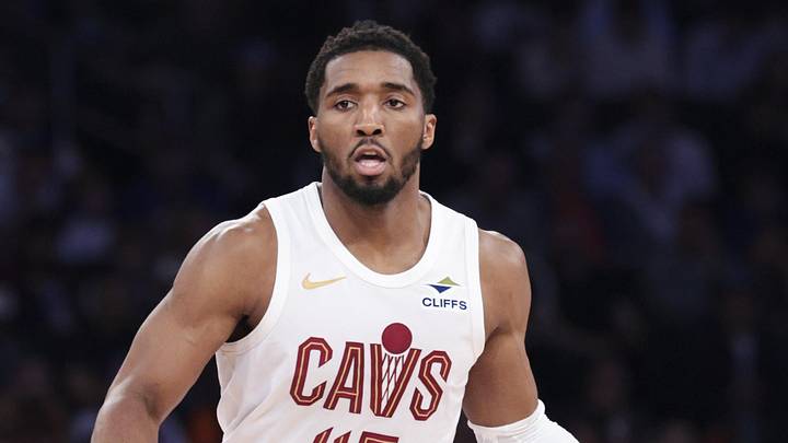 Cleveland Cavaliers guard Donovan Mitchell (45) dribbling