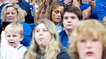 University of Kentucky fans cheer on La Familia during their game against the 305 Ballers on Friday, July 19, 2024 in Lexington, Ky. at Rupp Arena during the first round of The Basketball Tournament.