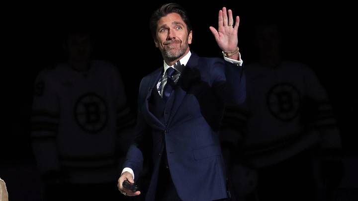 Nov 25, 2023; New York, New York, USA; Former New York Rangers goalie and recent Hockey Hall of Fame Henrik Lundqvist smiles during a ceremony with his daughter before the first period of a game between the Rangers and Boston Bruins at Madison Square Garden. Nov 25, 2023; New York, New York, USA; Former New York Rangers goalie and recent Hockey Hall of Fame Henrik Lundqvist smiles during a ceremony with his daughter before the first period of a game between the Rangers and Boston Bruins at Madison Square Garden.