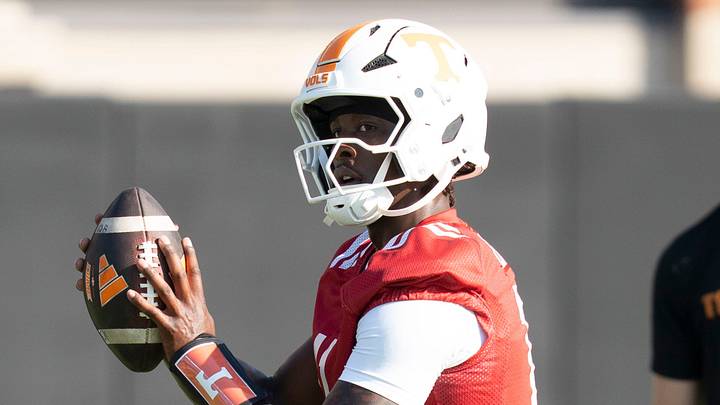 Tennessee quarterback Faizon Brandon (11) during Tennessee football’s first preseason practice in Knoxville, Tennessee, Aug. 5, 2026.