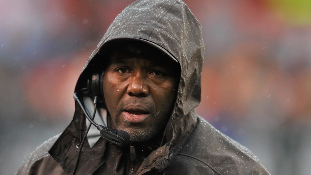 Oct 28, 2012; Cleveland, OH, USA; Cleveland Browns offensive line coach George Warhop during a game against the San Diego Chargers at Cleveland Browns Stadium. Cleveland won 7-6. Mandatory Credit: David Richard-Imagn Images