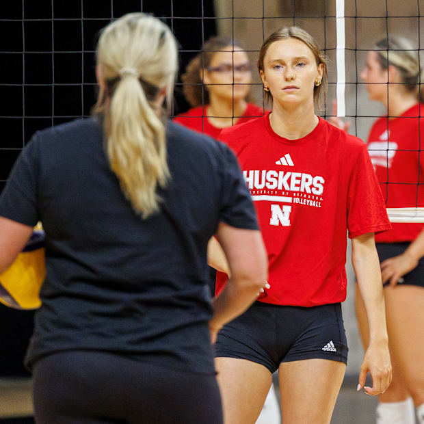 Nebraska volleyball setter Bergen Reilly at practice ahead of the 2025 season.