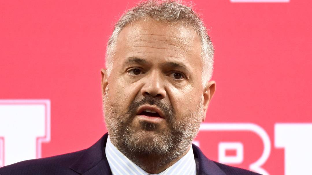 Jul 24, 2024; Indianapolis, IN, USA;  Nebraska Cornhuskers head coach Matt Rhule speaks to the media during the Big Ten Football Media Days at Lucas Oil Stadium. 