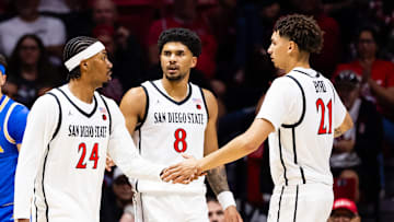 San Diego State and UCLA players during an exhibition game at Viejas Arena in San Diego. 