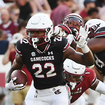 The University of South Carolina Spring football game took place at William-Brice Stadium on April 24, 2024. USC's Jawarn Howell (22) breaks down the field on a play.