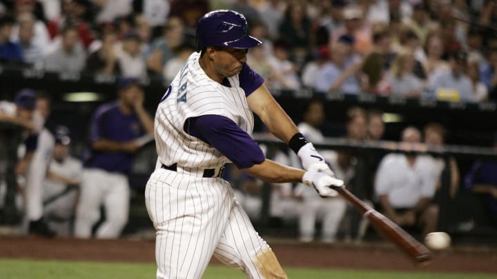 Apr 14, 2006; Phoenix, AZ, USA; Arizona Diamondbacks right fielder (2) Damion Easley against the Houston Astros at Chase Field. Mandatory Credit: Rick Scuteri-USA TODAY Sports Copyright Rick Scuteri