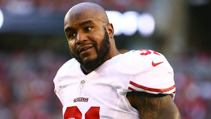 Dec 29, 2013; Phoenix, AZ, USA; San Francisco 49ers safety Donte Whitner (31) against the Arizona Cardinals at University of Phoenix Stadium. Mandatory Credit: Mark J. Rebilas-Imagn Images