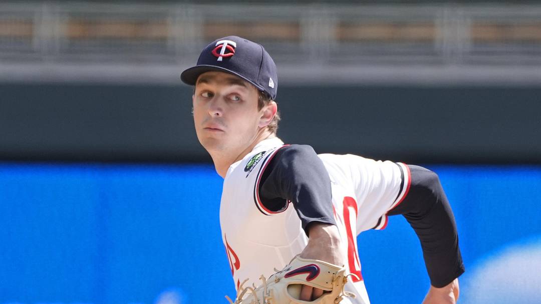 Apr 9, 2026; Minneapolis, Minnesota, USA; Minnesota Twins starting pitcher Mick Abel (20) throws to the Detroit Tigers in the first inning at Target Field. Mandatory Credit: Bruce Kluckhohn-Imagn Images