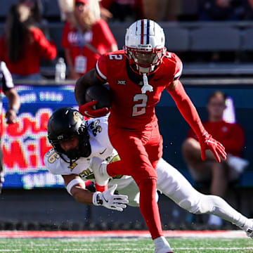 Oct 19, 2024; Tucson, Arizona, USA; Arizona Wildcats wide receiver Jeremiah Patterson (2) runs with ball against the Colorado Buffaloes during the fourth quarter at Arizona Stadium. Mandatory Credit: Aryanna Frank-Imagn Images