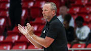 Indiana basketball coach Darian DeVries claps during IU's 81-80 win over Mega Superbet on Aug. 11, 2025, in Puerto Rico.