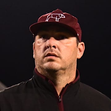 Mississippi State Bulldogs head coach Jeff Lebby walks off the field after defeating the Eastern Kentucky Colonels at Davis Wade Stadium at Scott Field.