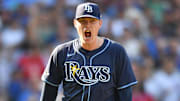 Sep 13, 2025; Chicago, Illinois, USA; Tampa Bay Rays pitcher Pete Fairbanks (29) celebrates after defeating the Chicago Cubs at Wrigley Field. 