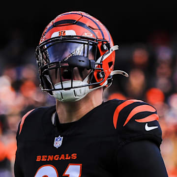 Dec 22, 2024; Cincinnati, Ohio, USA; Cincinnati Bengals defensive end Trey Hendrickson (91) runs onto the field before the game against the Cleveland Browns at Paycor Stadium. Mandatory Credit: Katie Stratman-Imagn Images