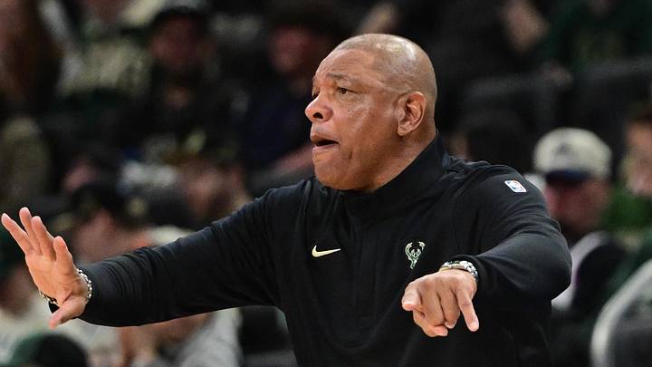 Milwaukee Bucks head coach Doc Rivers calls a play in the second quarter against the Miami Heat at Fiserv Forum on February 24, 2026. Benny Sieu-Imagn Images