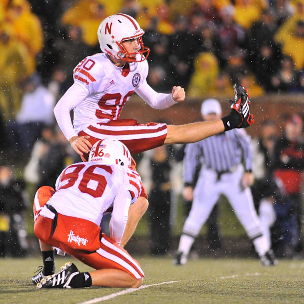Nebraska's Alex Henery kicks a PAT against Missouri in 2009.