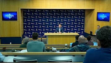 Senior Vice President and General Manager Matt Arnold speaks during an an end of season press conference at American Family Field in Milwaukee on Tuesday, Oct. 10, 2023.