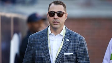 Oct 21, 2023; Atlanta, Georgia, USA; Georgia Tech Yellow Jackets athletic director J Batt on the field before a game against the Boston College Eagles at Bobby Dodd Stadium at Hyundai Field. Mandatory Credit: Brett Davis-Imagn Images
