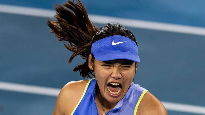 Emma Raducanu reacts to a point