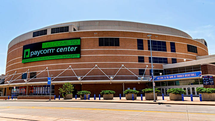 The new Paycom Center logo is shown Tuesday on the downtown Oklahoma City arena. Paycom now has the arena's new naming rights agreement.

PHOTO FOR JUMP PAGE