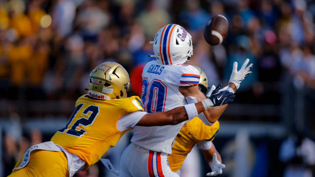 Bishop Gorman wide receiver Derek Meadows catching a pass Saturday evening 