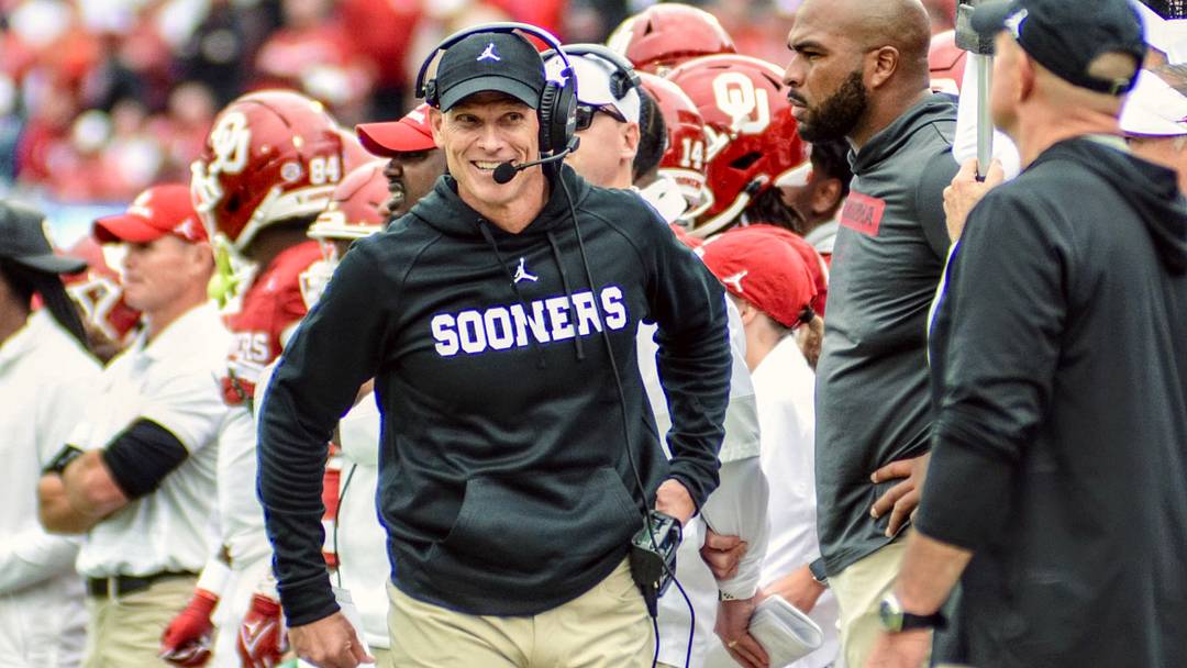 Oklahoma coach Brent Venables smiles on the sideline at Oklahoma Memorial Stadium. Oklahoma coach Brent Venables smiles on the sideline at Oklahoma Memorial Stadium.