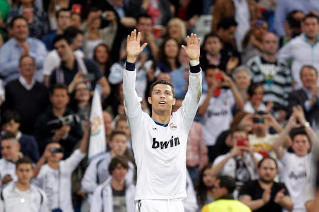 Former Real Madrid forward Cristiano Ronaldo celebrates 
