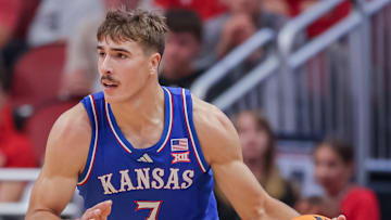 Kansas basketball guard Kohl Rosario and mustache