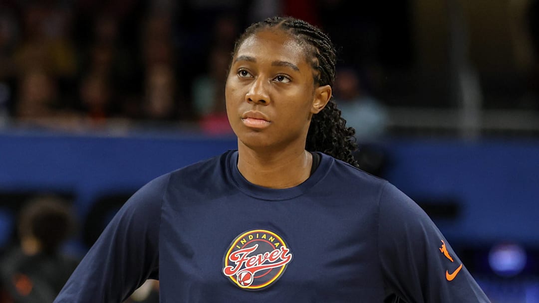 Aliyah Boston (7 Indiana Fever) is seen before the game on June 22, 2024.