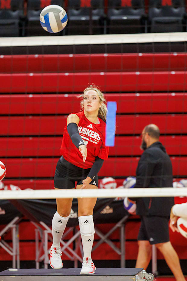 Nebraska volleyball defensive specialist/libero Laney Choboy at practice ahead of the 2025 season.