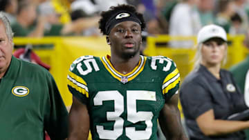 Green Bay Packers cornerback Corey Ballentine (35) leaves the field in the second half against the New York Jets during their football game Saturday, August 9, 2025, at Lambeau Field in Green Bay, Wisconsin. 
Dan Powers/USA TODAY NETWORK-Wisconsin.