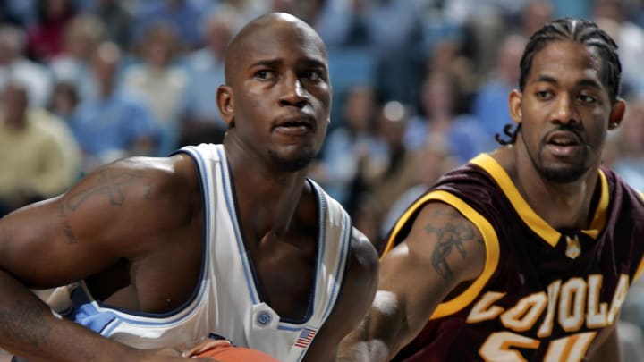 Dec 12, 2004; Chapel Hill, NC, USA; UNC's Jawad Williams looks to feed the ball inside. Williams was the leading scorer for the Tar Heels with 17 points. UNC defeated Loyola 109-60.

Mandatory Credit: Photo By Bob Donnan-USA TODAY Sports (c) Copyright 2004 Bob Donnan