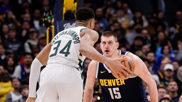 Milwaukee Bucks forward Giannis Antetokounmpo and Denver Nuggets center Nikola Jokic 