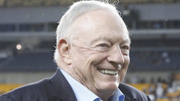 Dallas Cowboys owner Jerry Jones on the field before the game against the Pittsburgh Steelers at Acrisure Stadium.