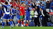 Cristiano Ronaldo (middle) was still a teenager when Greece pulled off the greatest shock in international football