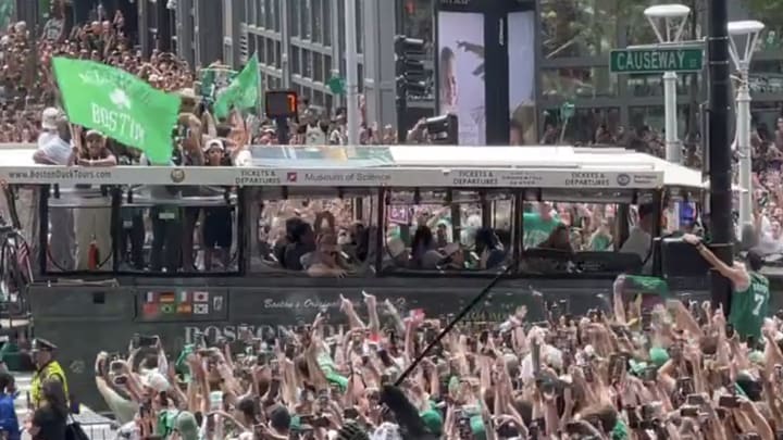 Boston Celtics championship parade, via SB Nation's Noa Dalzell on X 