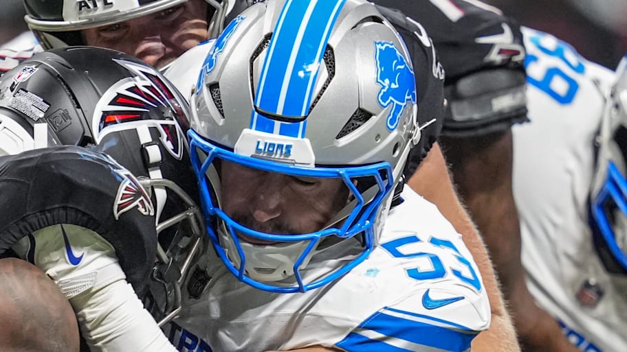 Detroit Lions linebacker Trevor Nowaske (53). | Dale Zanine-Imagn Images