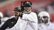 Sep 12, 2025; Houston, Texas, USA; Colorado Buffaloes head coach Deion Sanders reacts after a play during the third quarter against the Houston Cougars at TDECU Stadium. Mandatory Credit: Troy Taormina-Imagn Images
