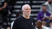 Oct 31, 2024; Salt Lake City, Utah, USA; San Antonio Spurs head coach Gregg Popovich watches play against the Utah Jazz during the second quarter at Delta Center. Mandatory Credit: Rob Gray-Imagn Images