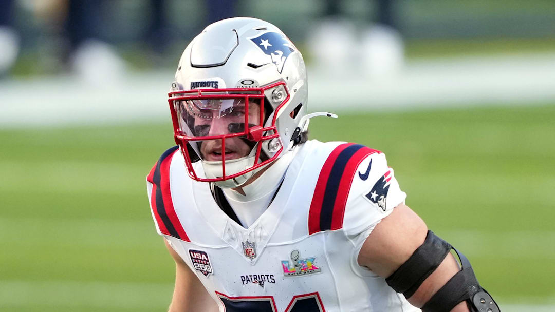 Feb 8, 2026; Santa Clara, CA, USA; New England Patriots linebacker Jack Gibbens (51) during the first quarter in Super Bowl LX against the Seattle Seahawks at Levi's Stadium. Mandatory Credit: Darren Yamashita-Imagn Images