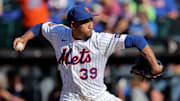 Sep 18, 2025; New York City, New York, USA; New York Mets relief pitcher Edwin Diaz (39) pitches against the San Diego Padres during the ninth inning at Citi Field. Mandatory Credit: Brad Penner-Imagn Images