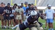 UCF wide receiver Bredell Richardson during Spring football practice at FBC Mortgage Stadium in Orlando, Friday, April 11, 2025.