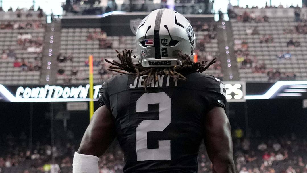 Aug 13, 2026; Paradise, Nevada, USA; Las Vegas Raiders running back Ashton Jeanty (2) enters the field before the game against the Arizona Cardinals at Allegiant Stadium. Mandatory Credit: Kirby Lee-Imagn Images