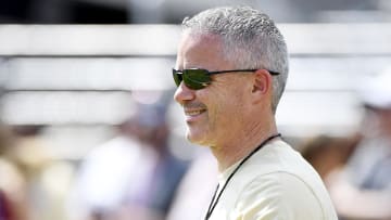 Apr 20, 2024; Tallahassee, Florida, USA; Florida State Seminoles head coach Mike Norvell smiles during the Spring Showcase at Doak S. Campbell Stadium. Mandatory Credit: Melina Myers-USA TODAY Sports