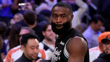 May 16, 2025; New York, New York, USA; Boston Celtics guard Jaylen Brown (7) walks off the court after losing to the New York Knicks in game six of the second round of the 2025 NBA Playoffs at Madison Square Garden. Mandatory Credit: Brad Penner-Imagn Images