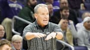 Northwestern Wildcats head coach Chris Collins gestures to his team against the Pepperdine Waves during the first half at Welsh-Ryan Arena.