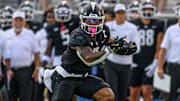 August 29, 2024: UCF Knights running back RJ Harvey (7) during first half NCAA, College League, USA football game between the New Hampshire Wildcats and the UCF Knights at FBC Mortgage Stadium in Orlando, FL. 