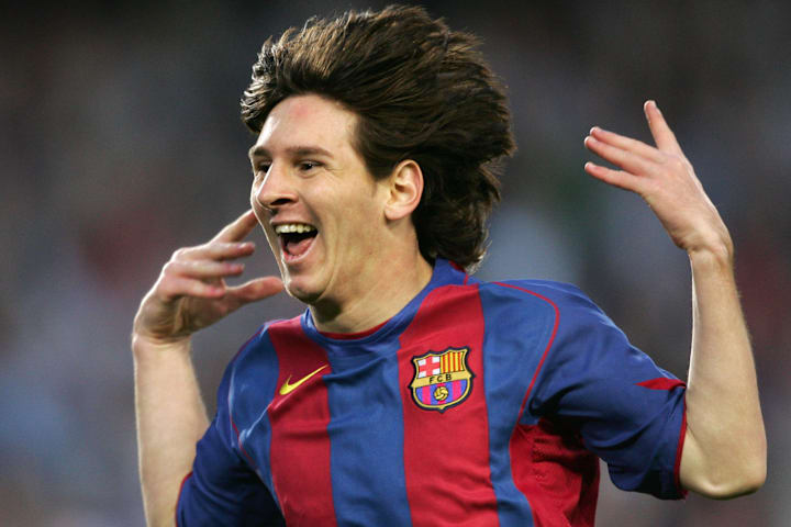 FC Barcelona's Argentinian Messi celebra